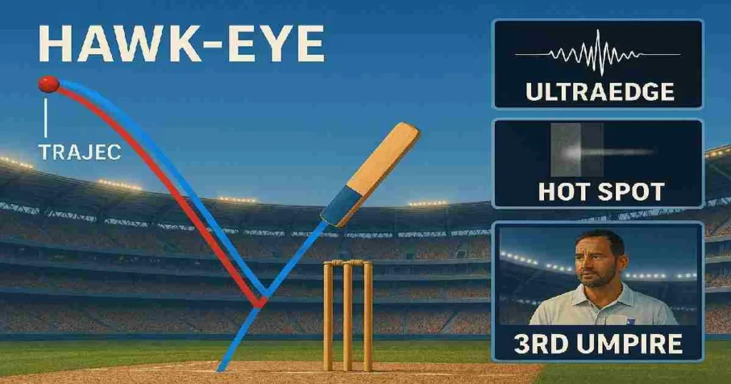 DRS में इस्तेमाल होने वाली तकनीकें - Hawk-Eye, UltraEdge, Hot Spot और थर्ड अंपायर सिस्टम
