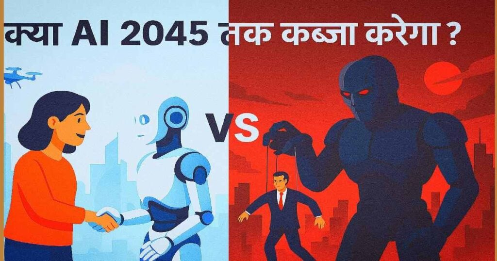 wp-A_digital_illustration_divided_into_two_halves_dep.jpg AI 2045 तक कब्जा करेगा – Myth बनाम Reality