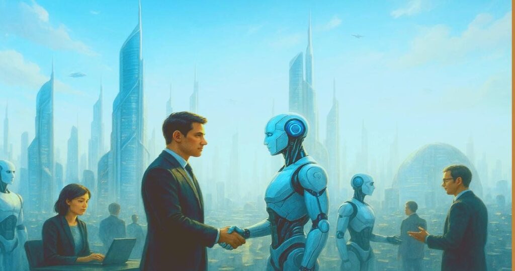 भविष्य 2045 में इंसानों और AI का साथ काम करना